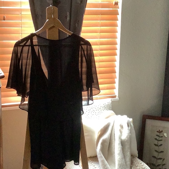 Black Sheer Overlay Dress - Picture 3 of 3